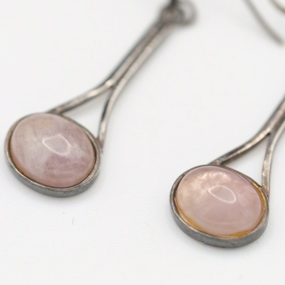 Rose Quartz Dangling Earrings SO CUTE 🙌🏻✨⏰💭🤝⌛️ BOHEMIAN - Picture 9 of 9